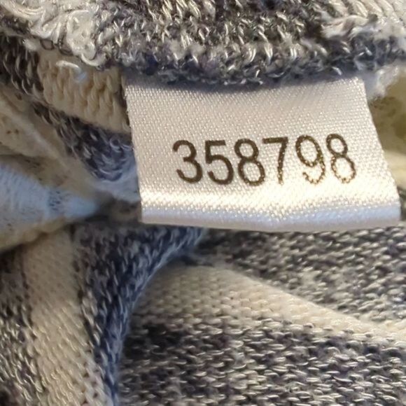 Loft Ann Taylor Sweater Top Blouse Women's Large Gray Stripe Lace 3/4 sleeve - Picture 8 of 8